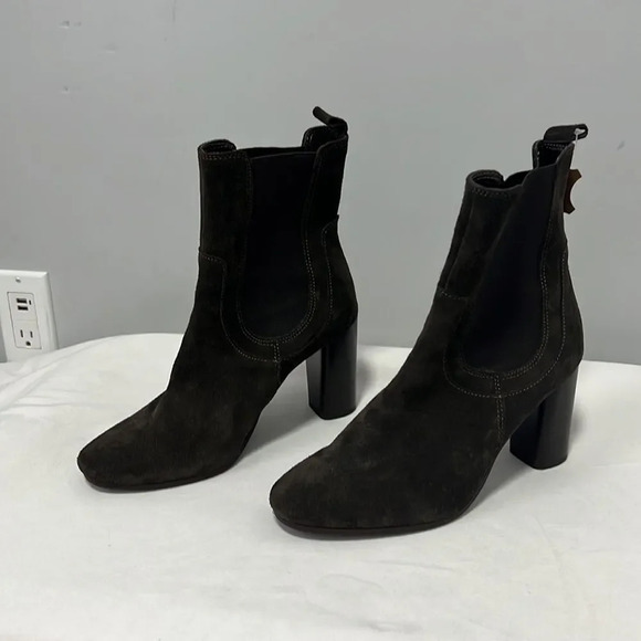 Gem's Chelsea high heel boots in brown leather pull on suede size 39 NWT - Picture 4 of 11
